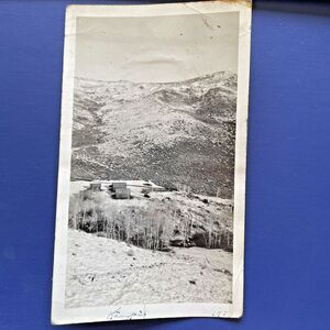 Vintage‎ 1937 Work Camp In the Mountains Cars and Buildings Railroad Track